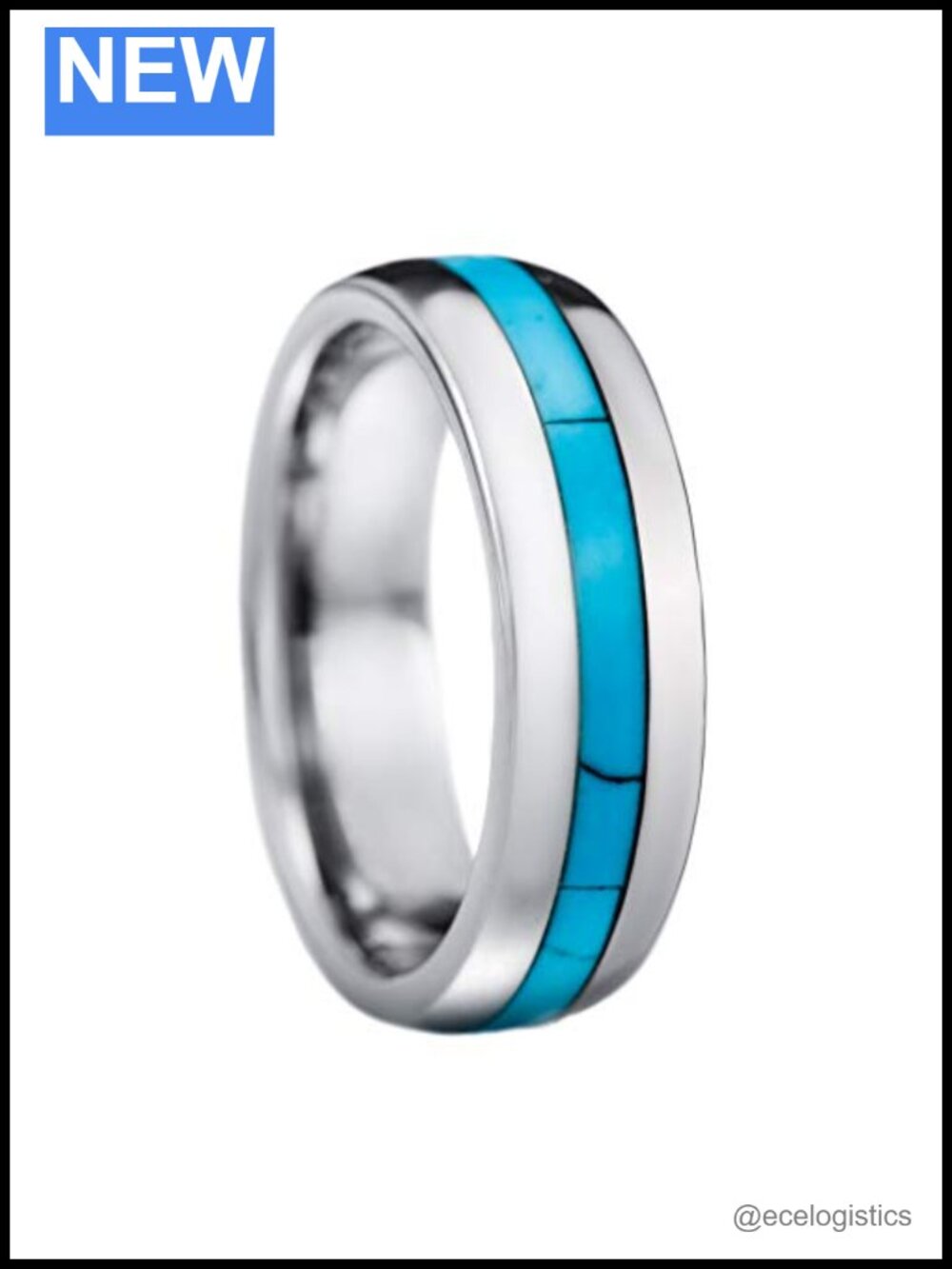 Tungsten Carbide Turquoise Inlay 6mm Comfort Fit Ring Wedding Band